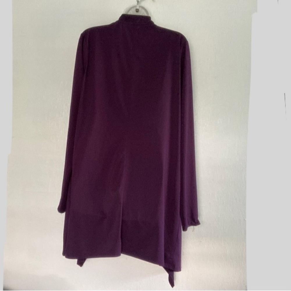 Lands End Open Drape Front Purple Long Sleeve Women’s Cardigan L 14 - 16 - Picture 2 of 5